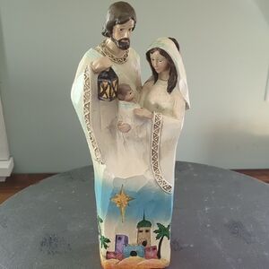 Nativity Scene With Jerusalem Scenery On The Bottom.